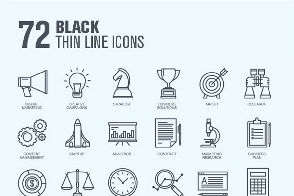 Thin Line Business & Marketing Icons preview 3