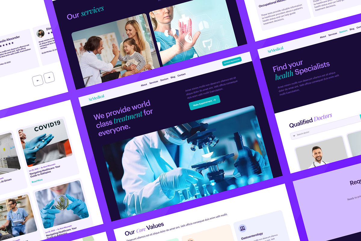 Medical & Healthcare Website Ui kit, an UI Kit Template by Ahmed Rubel (Photo 3 of 5)