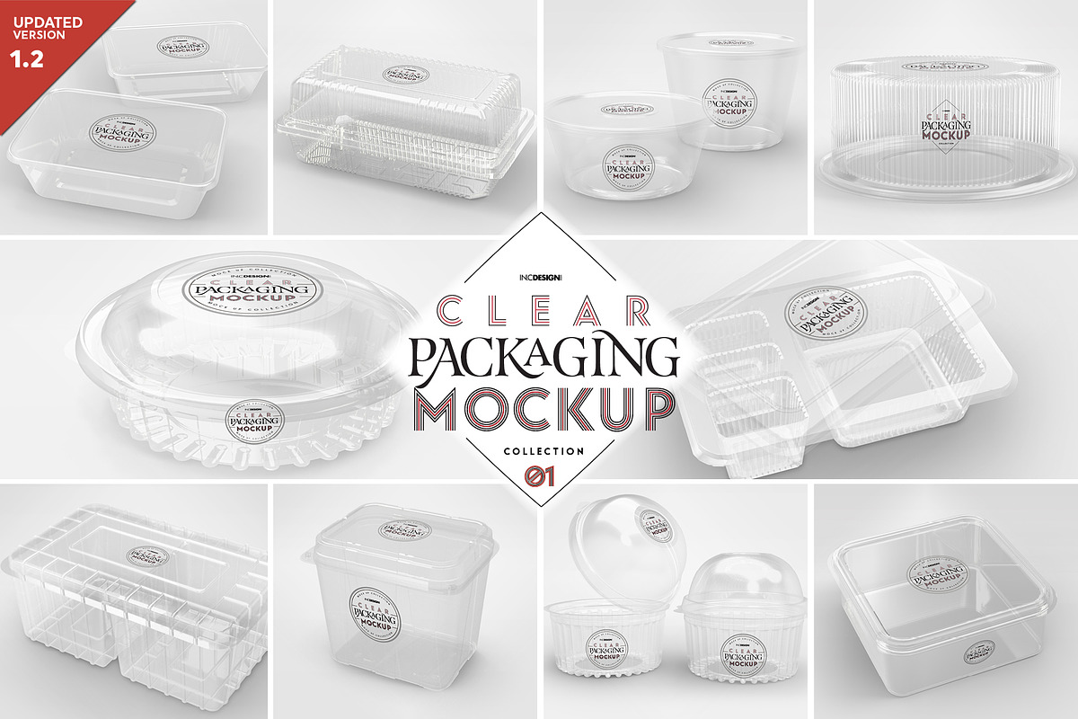 01 Clear Container Packaging Mockups, a Cups & Container Mockup by INCDesign (Photo 1 of 24)