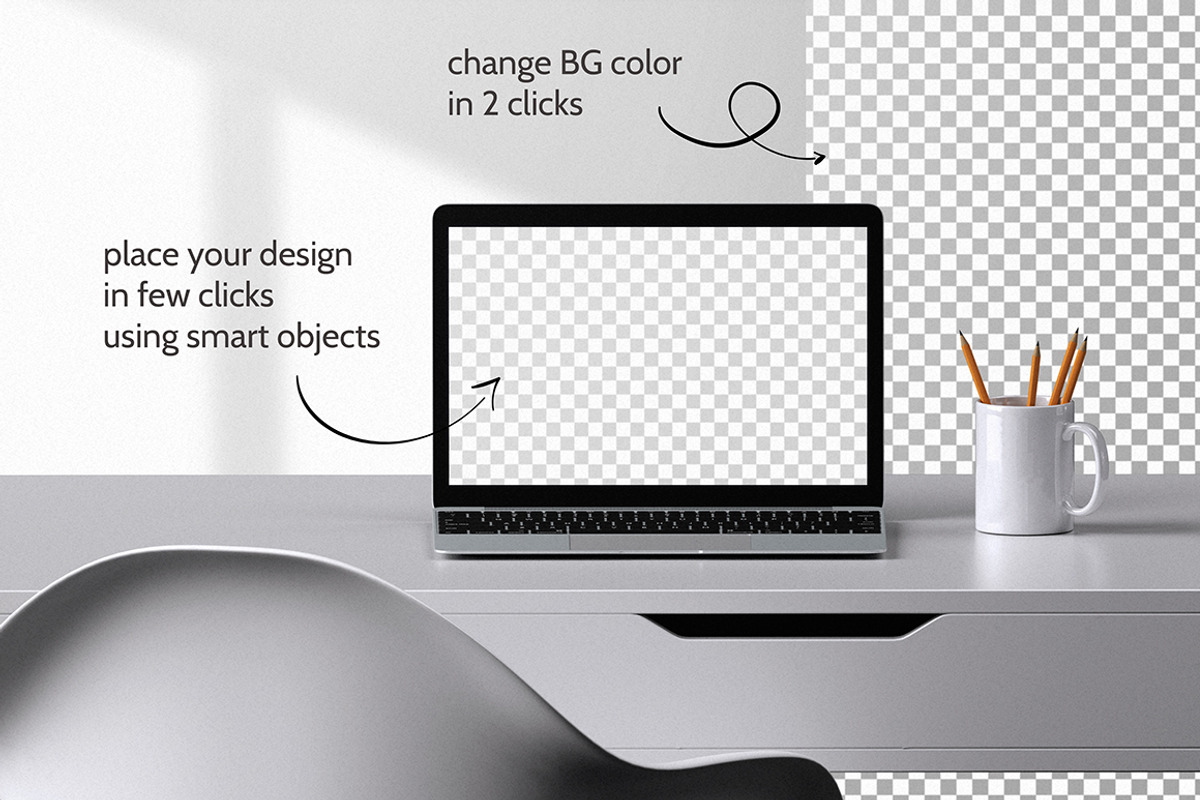 Laptop Office Concept Mockup Pack, a Mac Mockup by mocko (Photo 2 of 12)