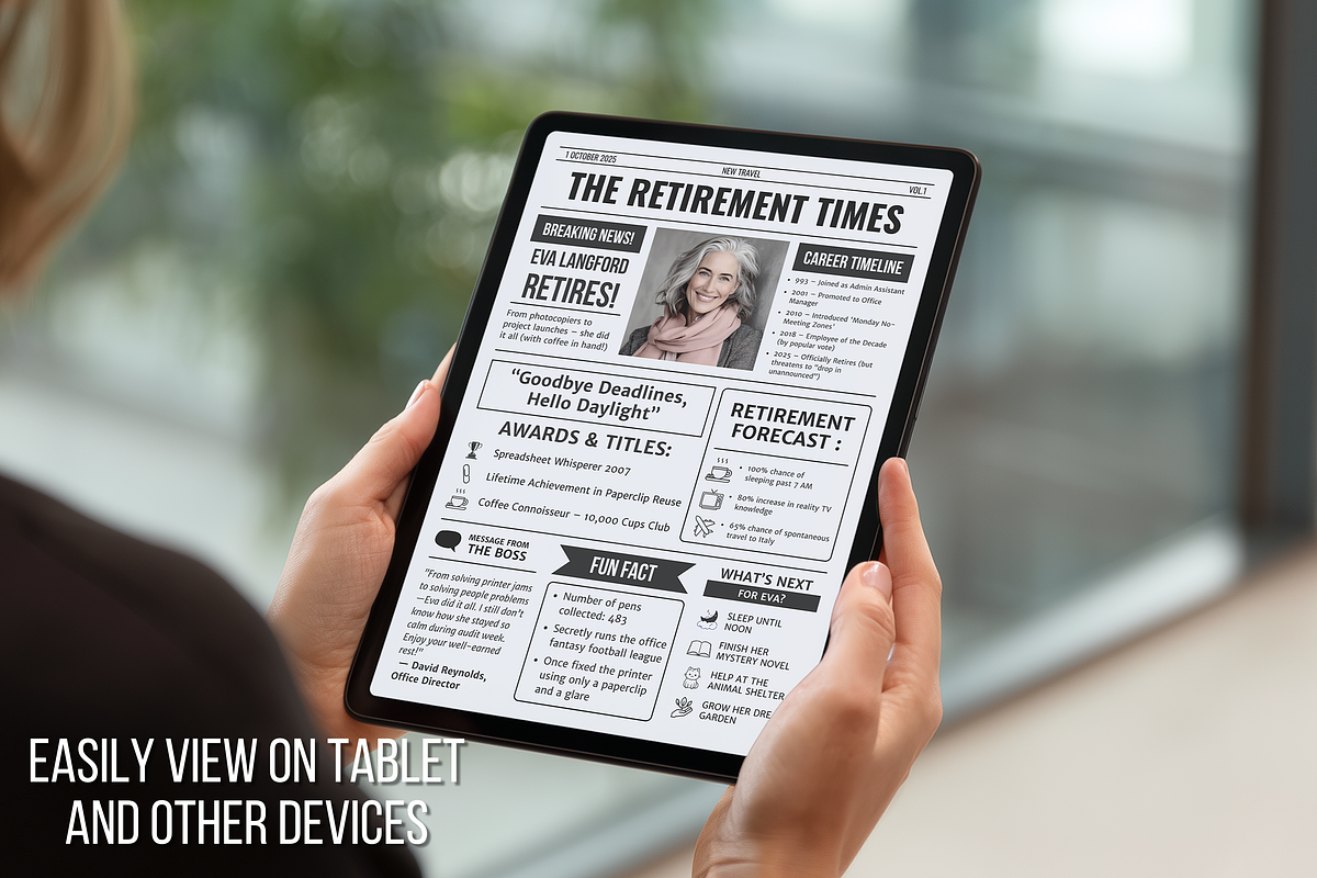 1 Page Newspaper Retirement Template preview 6