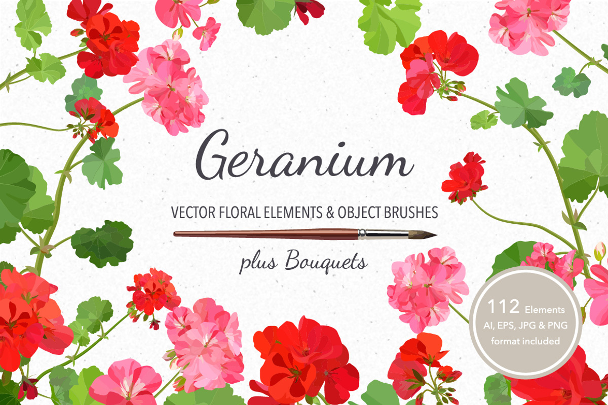 Vector object brushes. Geranium.