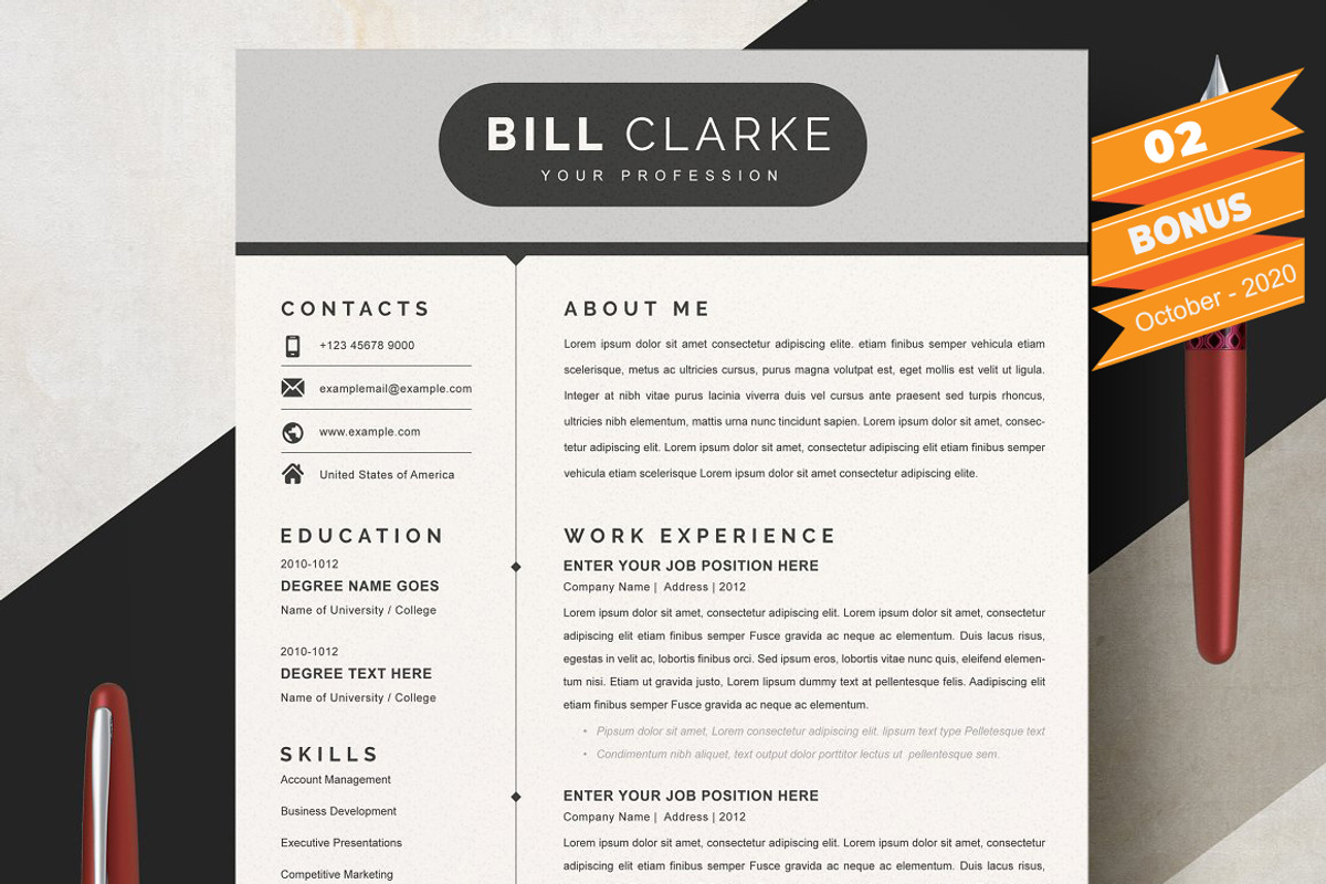 Resume/CV Bundle | 200+ for $29, a Resume Template by ResumeInventor (Photo 138 of 207)