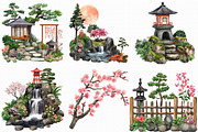 Japanese Garden Watercolor Clipart, an Illustration by Libby Wishes (Thumbnail 6 of 7)