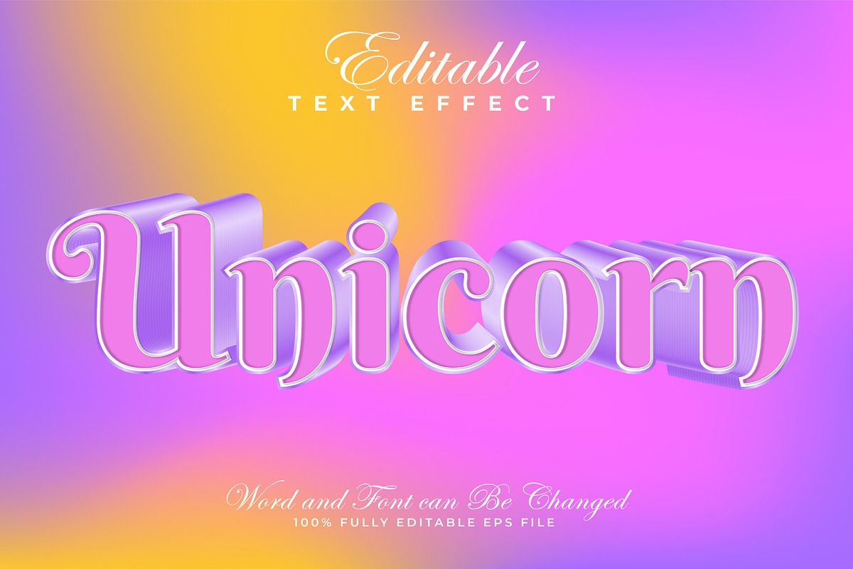Unicorn 3D Text Effect | Vector, a Layer Style Add-On by padilah_a