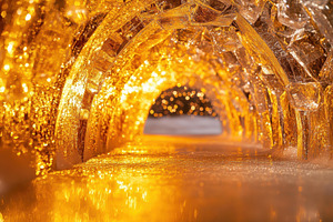 Illuminated ice tunnel showcasing vi, a Photo by Tanuart