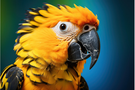 Captivating Yellow black parrot head, an Animal Photo by Ylivdesign