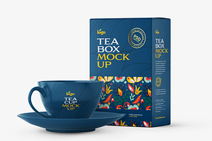 Tea Box & Cup Packaging Mockup