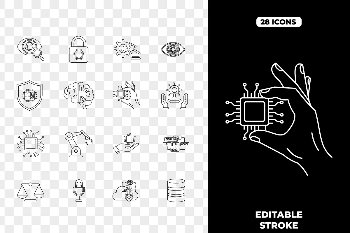 AI Machine Learning Outline Icons, an Emoji Icon by Unique Design Team (Photo 3 of 3)