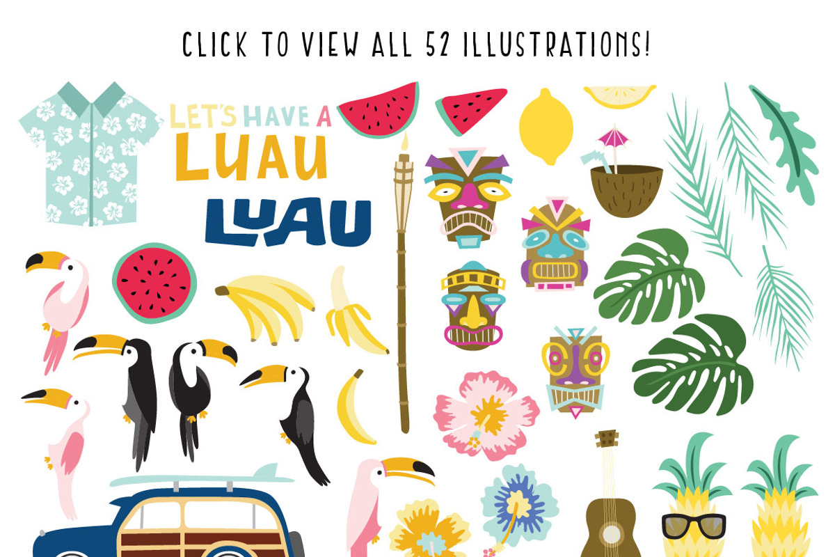 Tropical Luau Digital Illustrations, an Icon by On the Mark Designs (Photo 2 of 7)