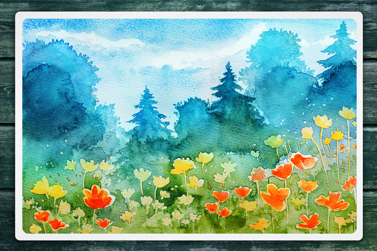 Watercolor Vector Landscapes set#2, an Illustration by AlexGreenArt (Photo 3 of 10)