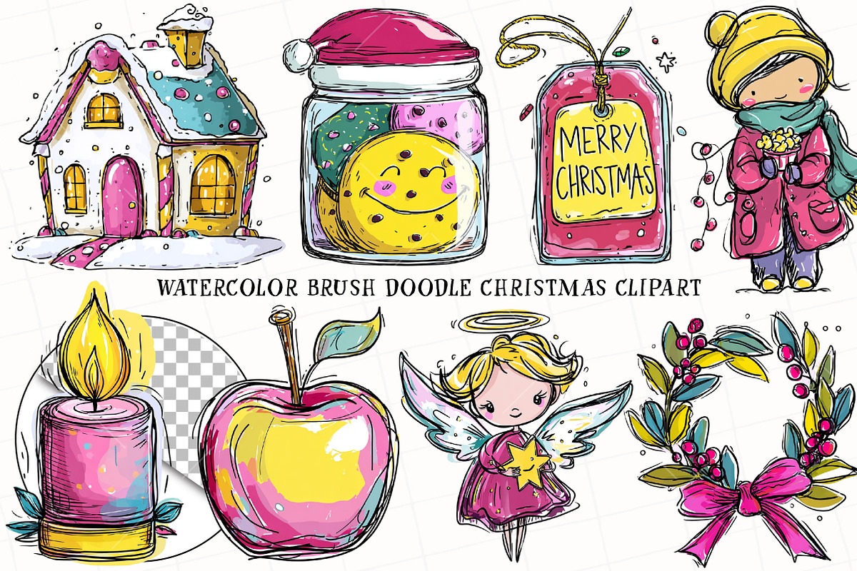 Brush Doodle Christmas Clipart, an Illustration by OK Design (Photo 2 of 6)