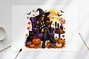 Halloween Cute Witch Reading Book, a Seasonal Illustration by Canvas Craft (Thumbnail 6 of 6)