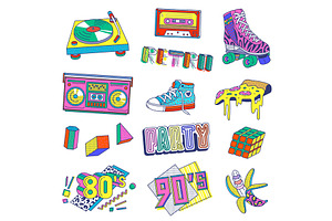 80's And 90's Pop Art Style Sticker