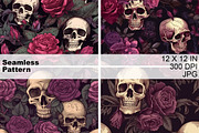 Gothic Skull Rose Seamless Pattern, a Pattern Graphic by HillTract (Thumbnail 3 of 5)