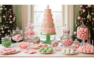 macarons pink and green christmas ai, a Background Photo by pikepicture