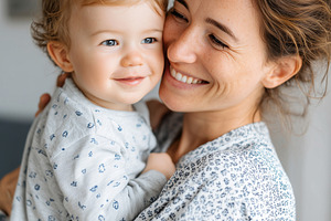 Happy young mother hold and cuddle, a Person Photo by MistyDay