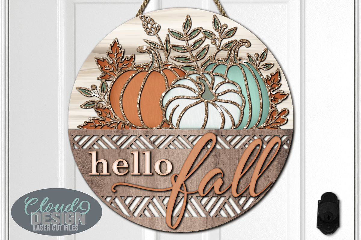 Hello Fall Sign SVG Laser Cut Files, a Graphic by Cloud9DesignSVG (Photo 2 of 5)