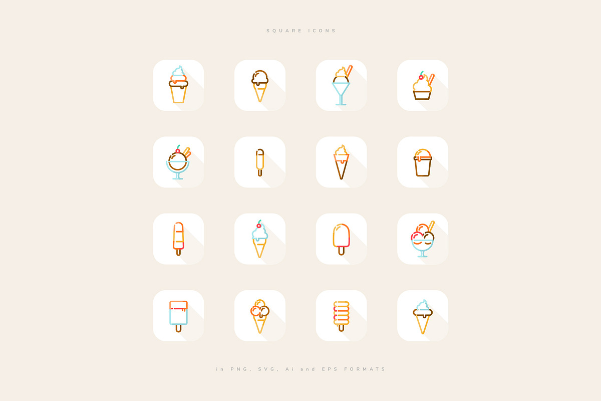 Ice Cream Line Icons, an Outline Icon by blauananas (Photo 6 of 7)