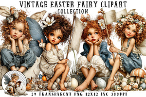 Vintage Easter Fairy Clipart, an Illustration by OK Design