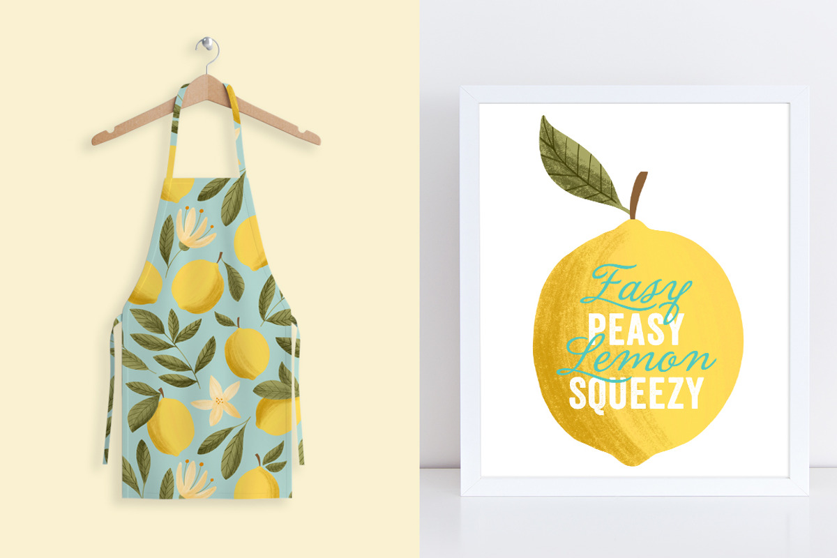 Lovely Lemons Clip Art + Patterns, an Illustration by k.becca (Photo 4 of 5)