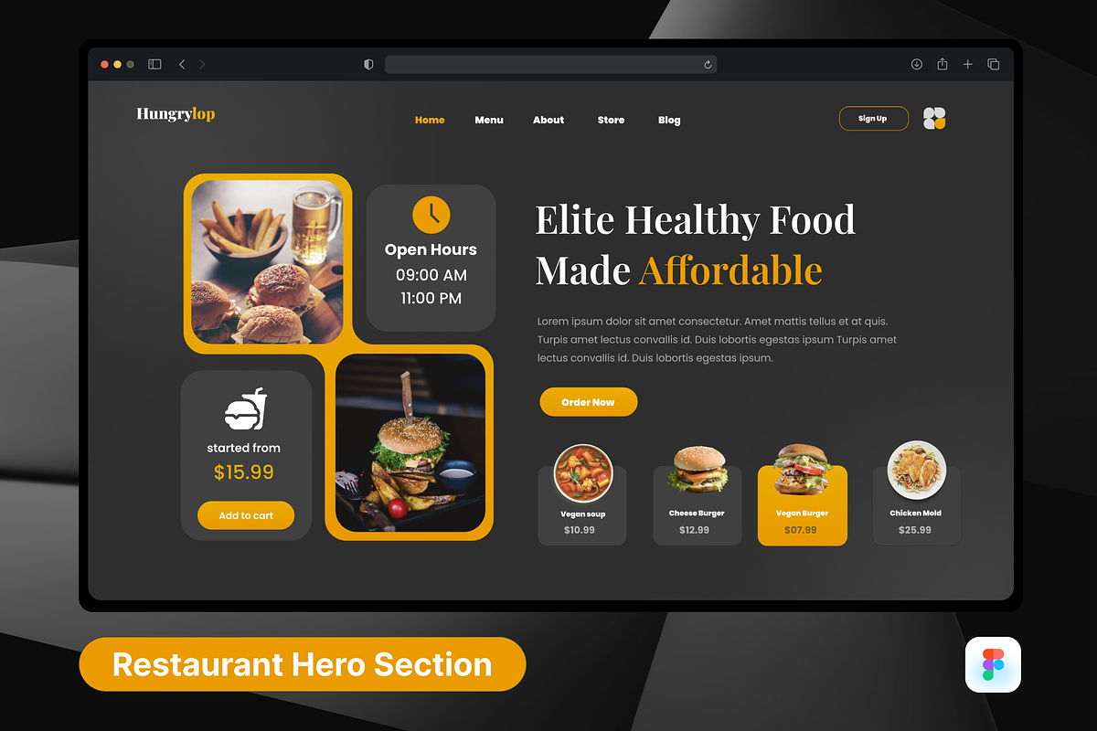 Hungrylop - Restaurant Hero Header, a Templates & Theme by SquidPixey (Photo 1 of 3)