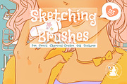 Procreate Digital Art Sketch Brush, a Brush Add-On by Pawsitively Aesthetic (Thumbnail 1 of 7)