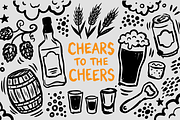 Whiskey, Craft Beer & Spirits Doodle, a Food Illustration by Huza Studio (Thumbnail 1 of 10)