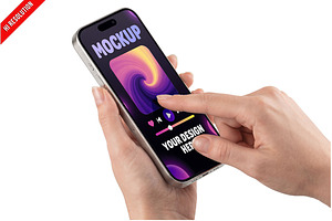 Woman's Hand Using Phone PSD, an iPhone Mockup by Bruno's Shop