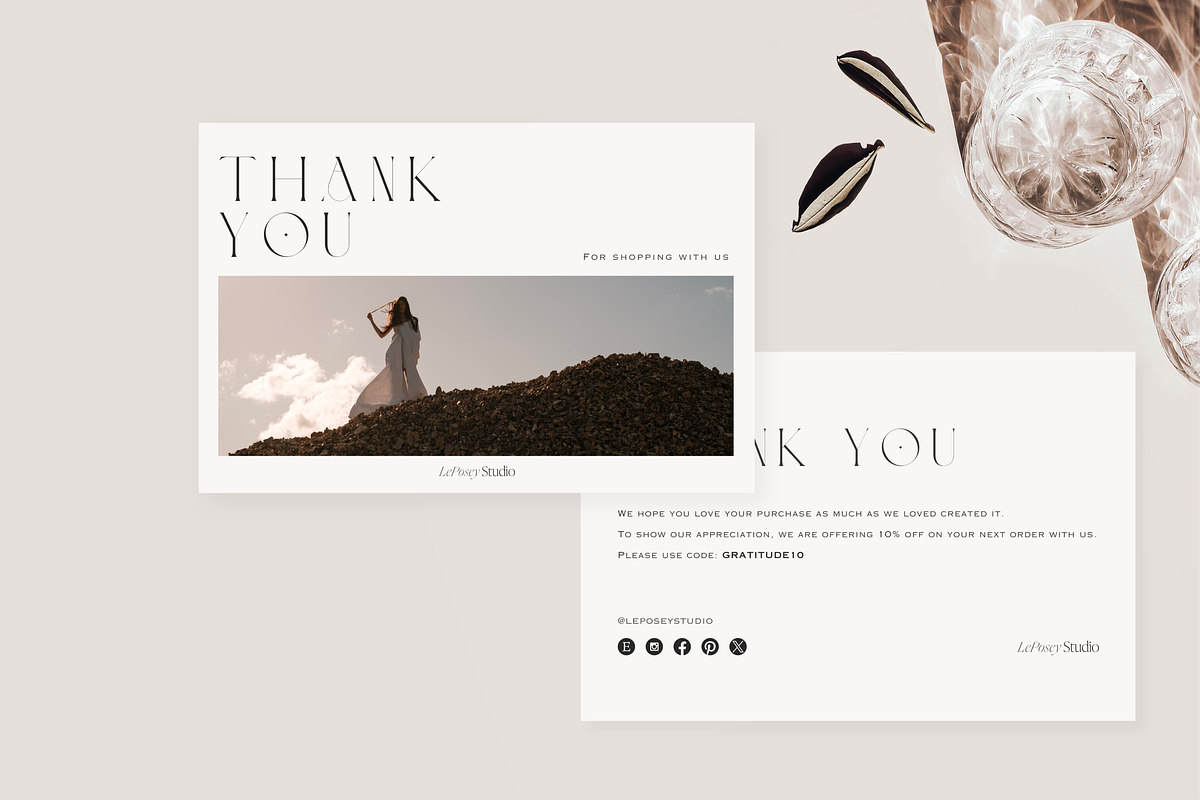 Modern Thank You Card Canva Template, a Card Template by LePosey Studio (Photo 4 of 6)