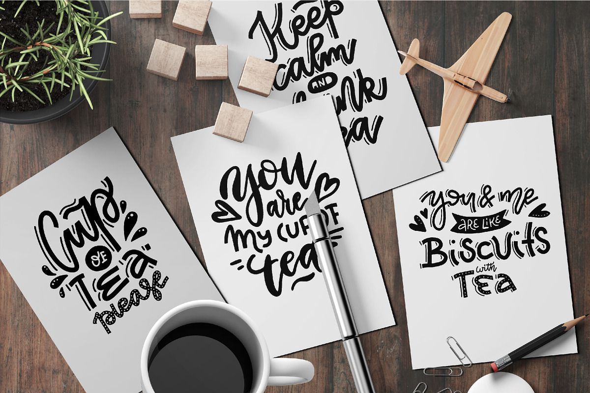 I love tea - clipart & lettering, a Decorative Illustration by Lana Sham (Photo 7 of 13)