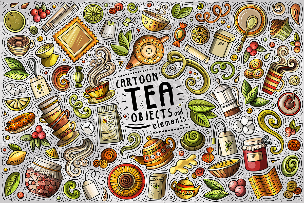 Tea Cartoon Vector Objects Set, an Object Graphic by BALABOLKA