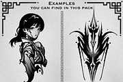 100+ Blackwork Tattoo Bundle Stamps, a Brush Add-On by ProcreateInk (Thumbnail 3 of 5)