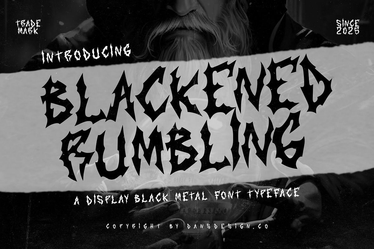 Blackened Rumbling Black Metal Rough, a Blackletter Font by dansdesign (Photo 1 of 12)