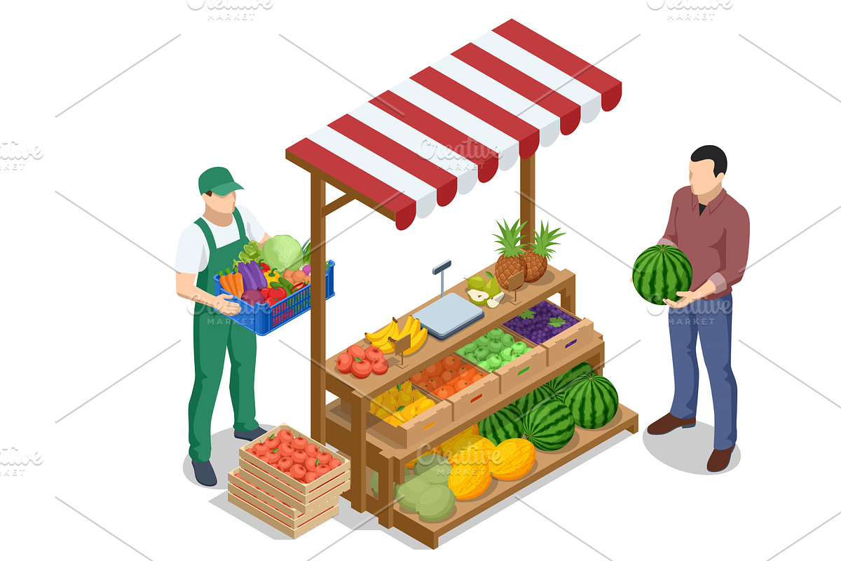 Online sale of vegetables and fruits, a Food Illustration by Golden Sikorka