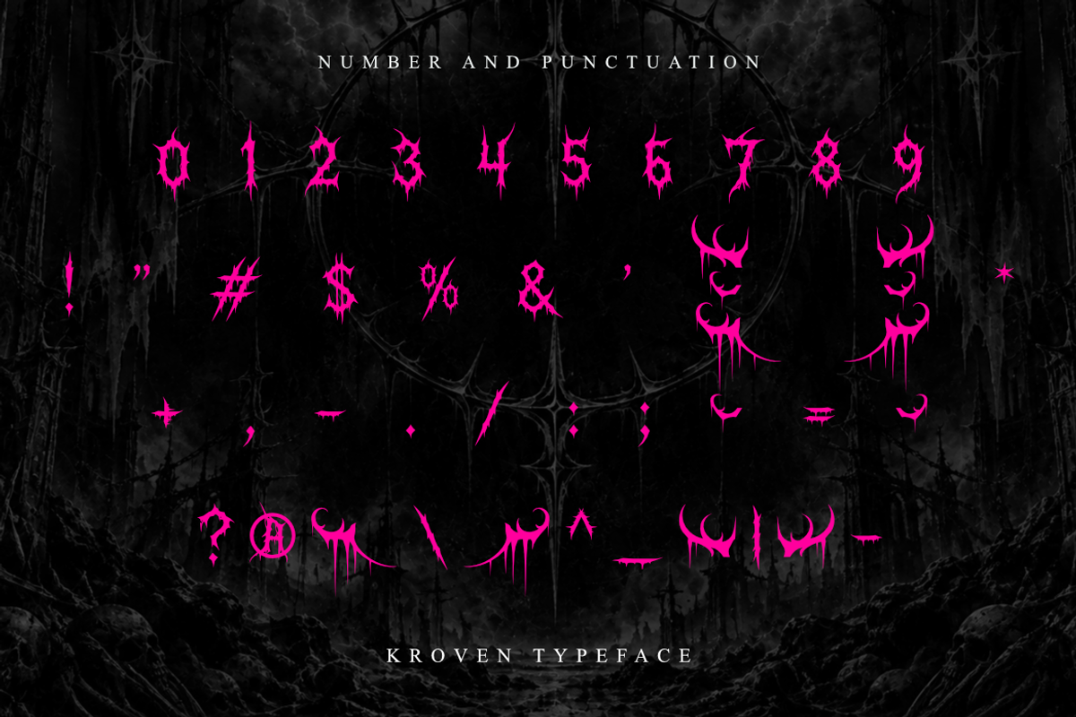 Kroven - Death Metal Font, a Symbol Font by Masyafi Studio (Photo 9 of 9)