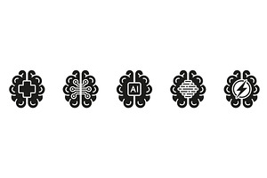 Human Brain and AI Solid Icons, an Education Illustration by Gentle Studio