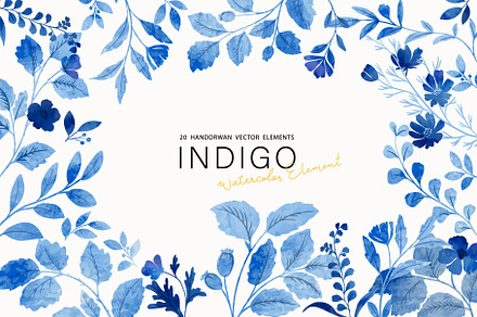 INDIGO Floral watercolor, a Decorative Illustration by MooBeer