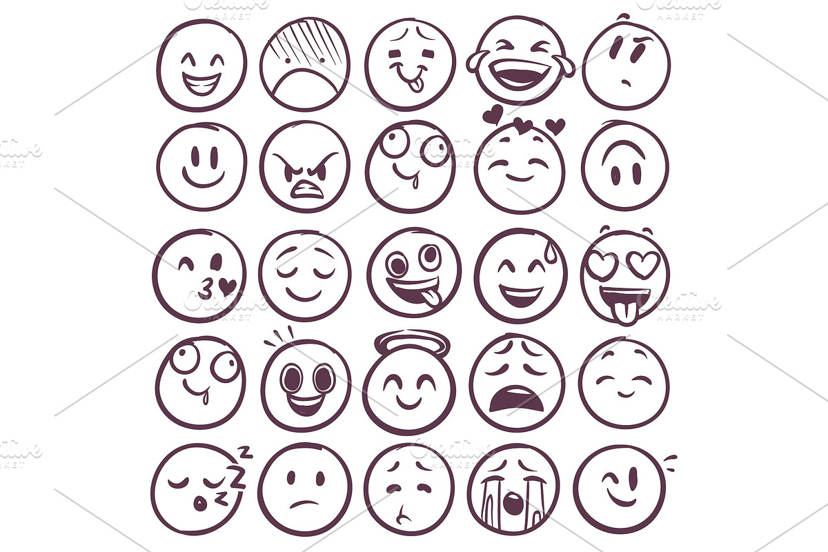 Doodle emoticons. Emoji with, a Person Illustration by YummyBuum