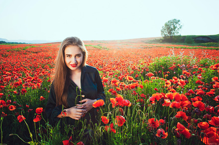 Tender girl with poppies in her hair., a Person Photo by Rohan Photography