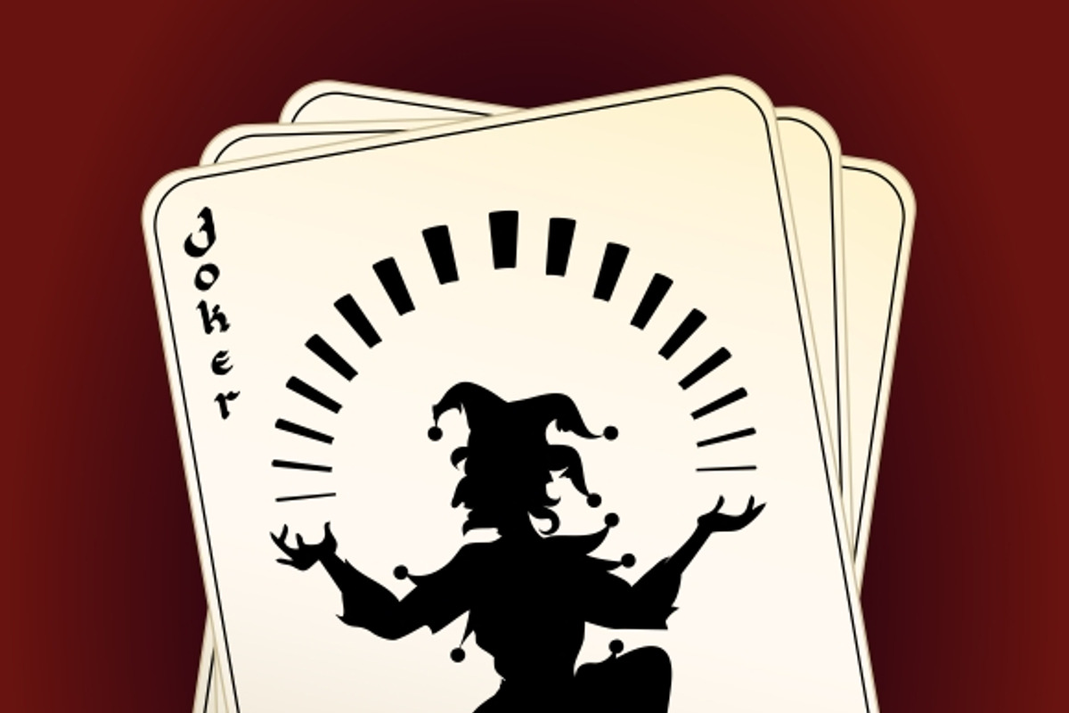 Joker silhouette on playing cards
