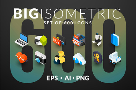 600 ISOMETRIC ICONS, an Outline Icon by sidmaydesign