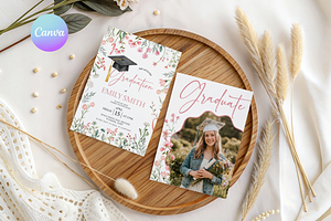 Wildflower Graduation Invitation, a Templates & Theme by VeliusCreativeStudio