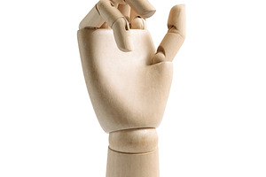One wooden hand isolated on a white
