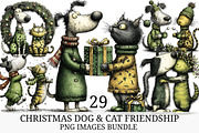 Christmas Dog & Cat Friends, an Illustration by Craft Nest (Thumbnail 1 of 9)