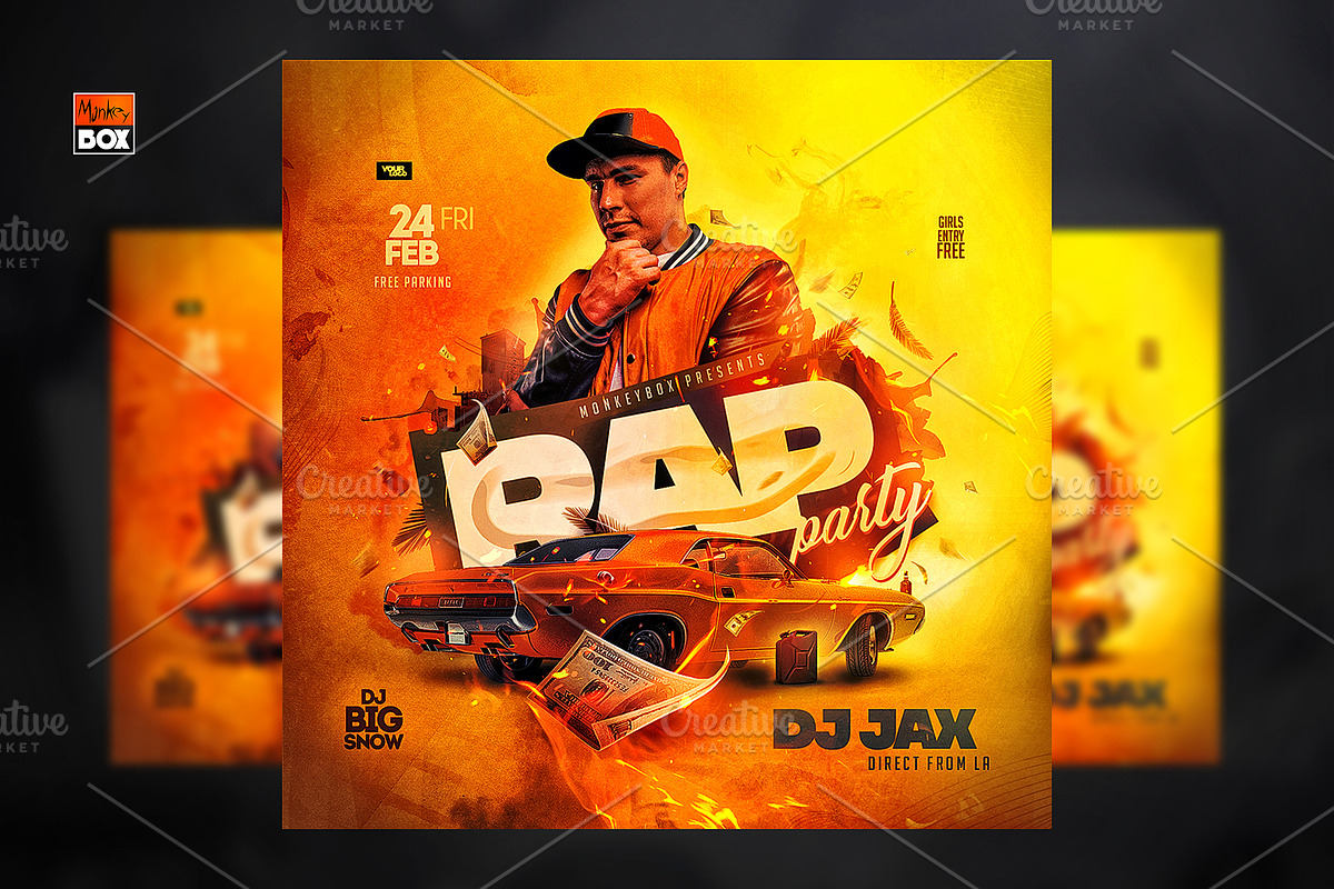 Rap Party Flyer Template, a Flyer Template by MonkeyBOX (Photo 1 of 3)