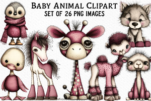 Baby Animal Clipart Bundle, an Illustration by Craft Nest