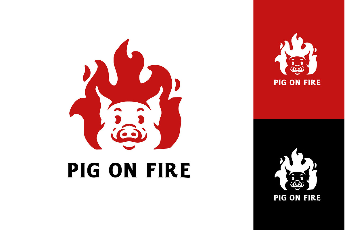 mascot red pig fire hot grill logo, a Branding & Logo Template by Vinsvectory (Photo 1 of 3)