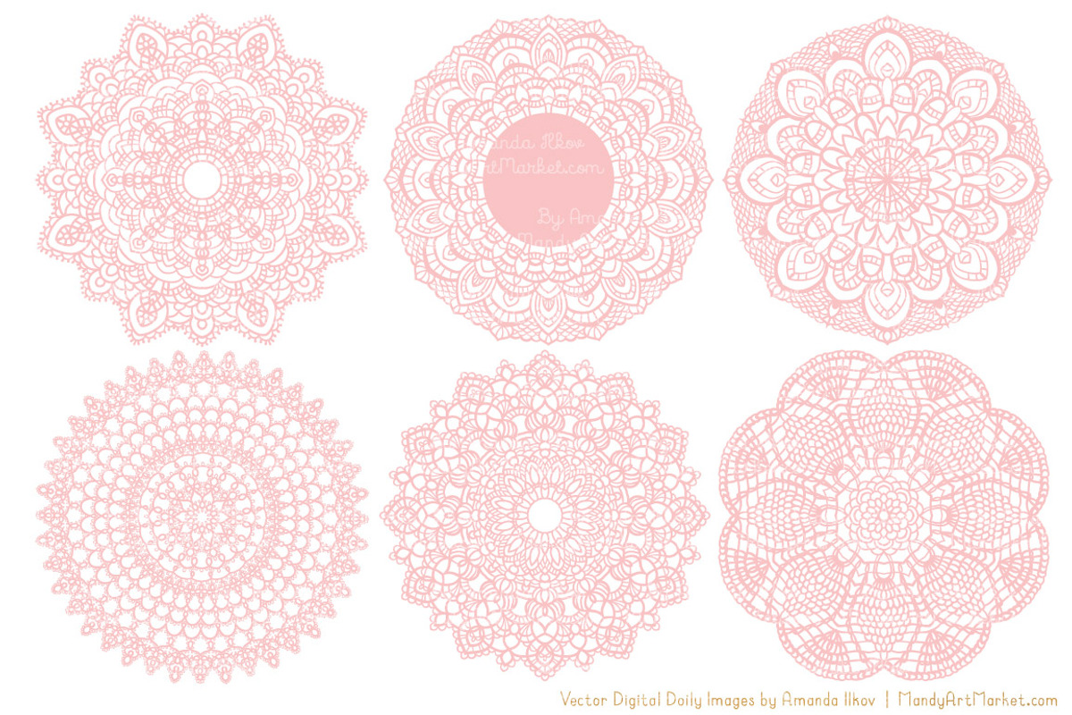 Soft Pink Round Lace Doily Vectors, an Illustration by Amanda Ilkov (Photo 4 of 4)