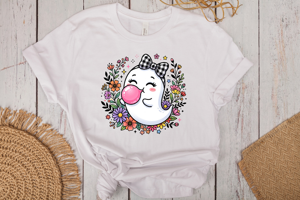 Floral Halloween Ghost Blowing, a Work Illustration by CraftArtStudio (Photo 3 of 4)